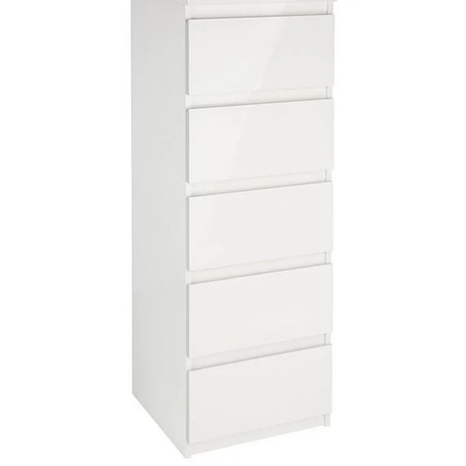 LISSON 5 DRAWER NARROW CHEST - WHITE