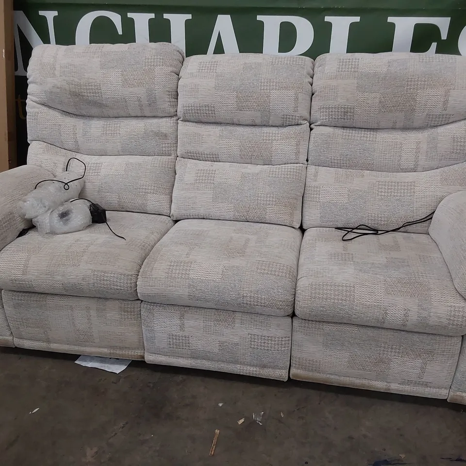 QUALITY BRITISH DESIGNER G PLAN MALVERN POWER RECLINING THREE SEATER SOFA LYDIA LINEN FABRIC 