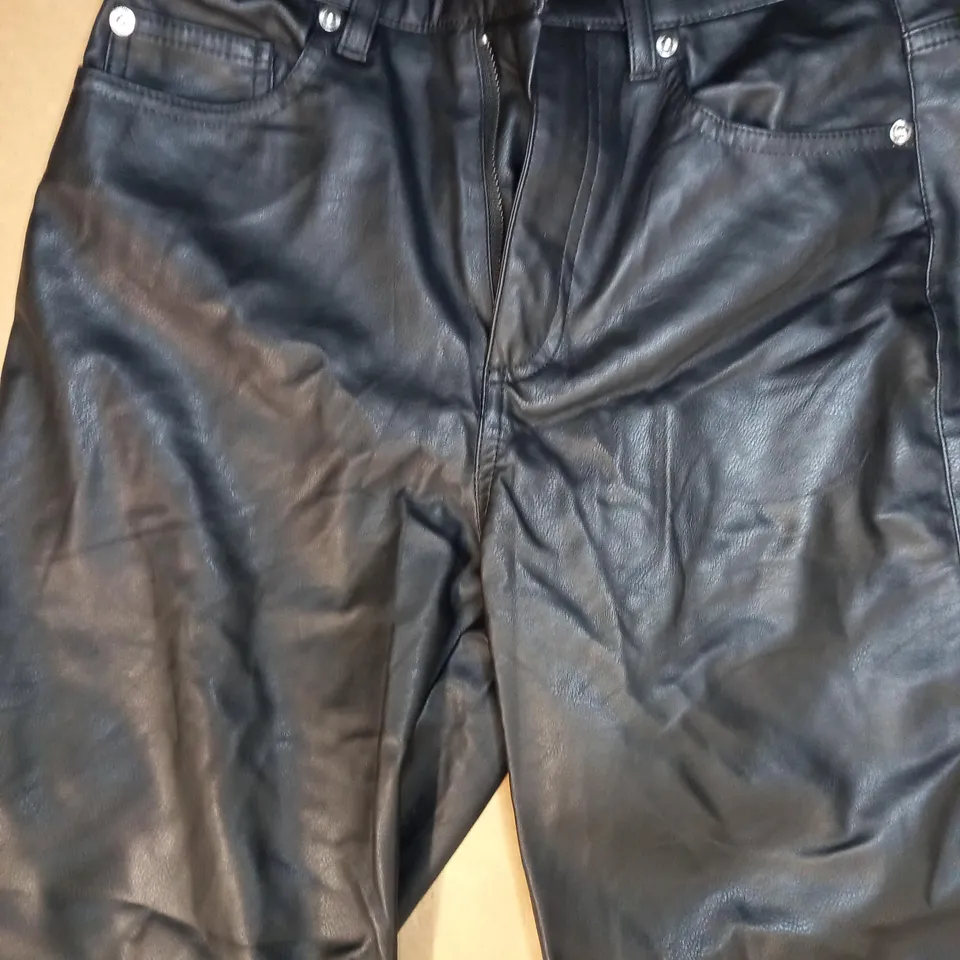 DESIGNER PAIR OF FAUX LEATHER TROUSERS IN BLACK EU SIZE 36