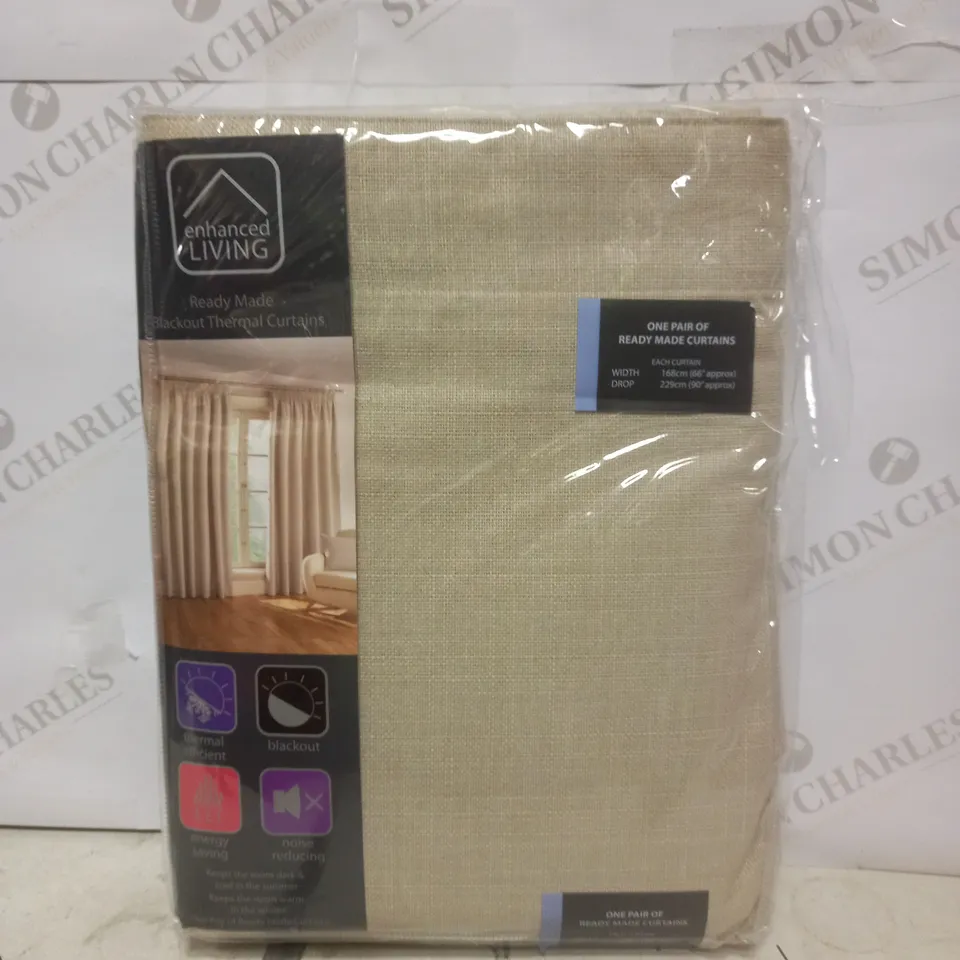 SEALED ENHANCED LIVING THERMAL CURTAINS ONE PAIR - W168CM X D 229CM