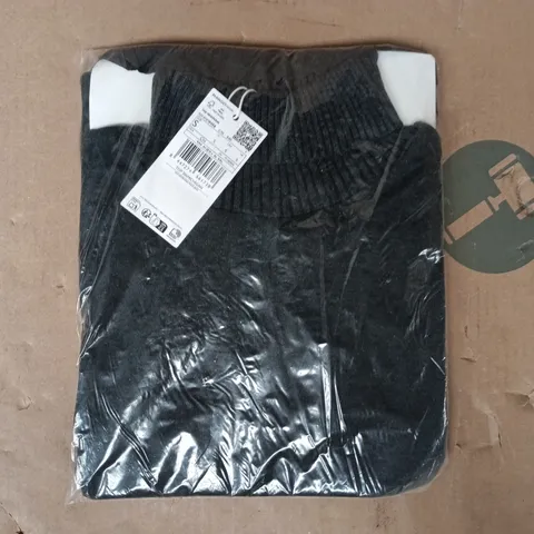BAGGED MANGO TURTLENECK KNITTED TOP IN DARK HEATHER GREY SIZE SMALL