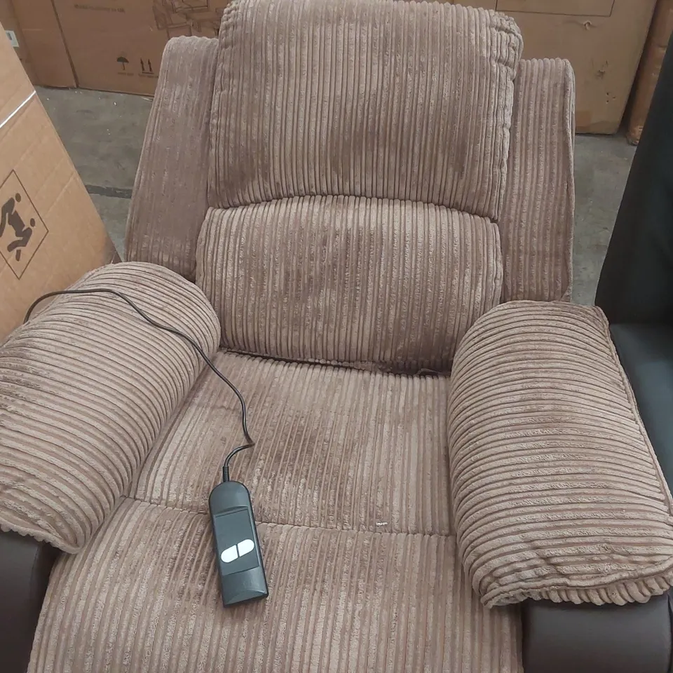 QUALITY DESIGNER FABRIC UPHOLSTERED ELECTRIC RECLINER ARMCHAIR