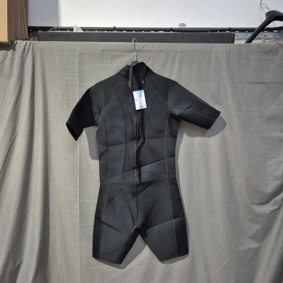 NEOPRENE WETSUIT WITH SHORT SLEEVES, KNEE-LENGTH, BACK ZIP – BLACK  SMALL-MEDIUM 