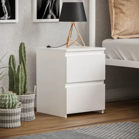 BOXED DENVER 2 DRAWER BEDSIDE TABLE BLACK 29.5X29.5X40CM