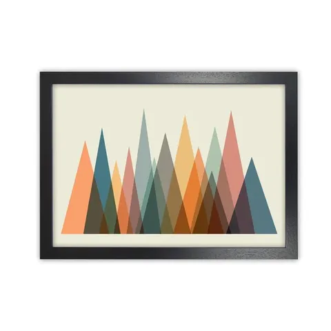 BOXED MID CENTURY ABSTRACT MOUNTAIN ORIGINAL - GRAPHIC ART PRINT ON PAPER