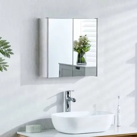 BOXED BATH VIDA TIANO STEEL 2 DOOR MIRROR BATHROOM CABINET (1 BOX)
