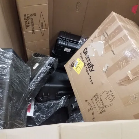 PALLET CONTAINING ASSORTED PRODUCTS INCLUDING OFFICE CHAIR & PROTECTIVE WATERPROOF CASES