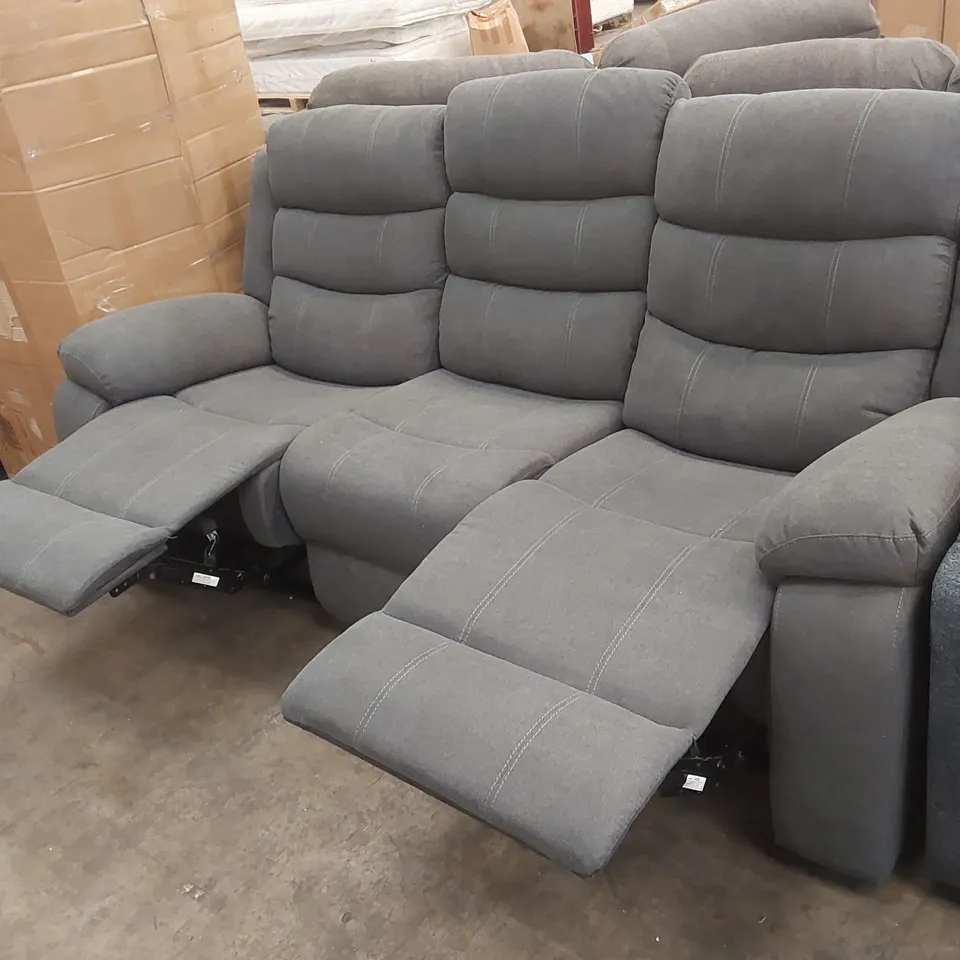 QUALITY DESIGNER FABRIC UPHOLSTERED MANUAL RECLINER SOFA 