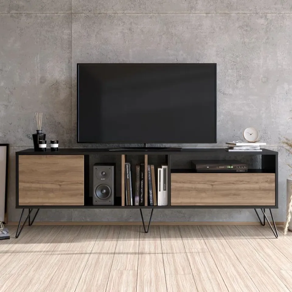 BOXED ARTEMAS TV STAND FOR TVS UPTO 80" IN BLACK 