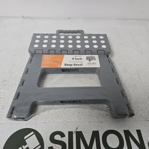 9 INCH FOLDING STEP STOOL – GREY PLASTIC, PORTABLE