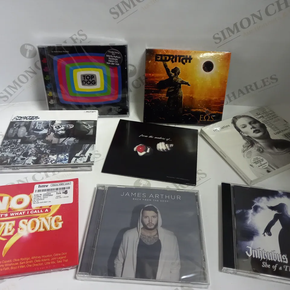 BOX OF APPROX 30 ASSORTED CDS AND CASSETTE TAPES INCLUDING NOW THATS WHAT I CALL LOVE SONGS, JAMES ARTHUR BACK FROM THE EDGE AND COUNTER CULTURE
