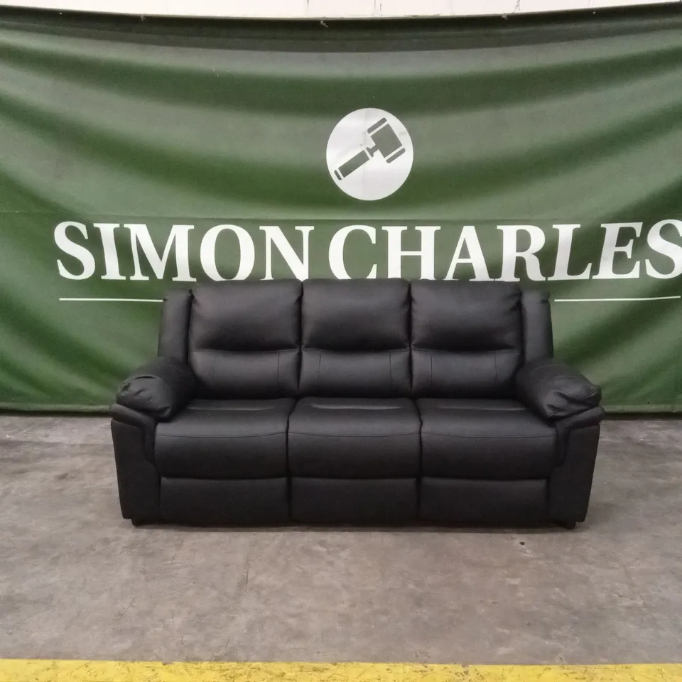 ALBION LUXURY FAUX LEATHER HIGH BACK 3 SEATER SOFA - BLACK RRP £599