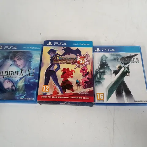 LOT OF 3 ASSORTED PS4 GAMES INCLUDES DISGAEA 5 AND FINAL FANTASY X-2 + 7