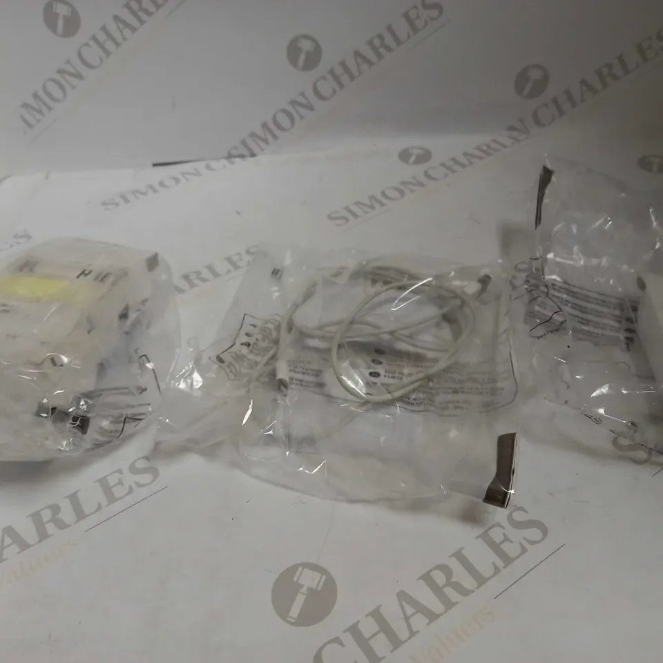 LOT OF 3 CHARGERS/WIRES TO INCLUDE LIGHTNING TO USB CABLE, APPLE USB CABLE , AND POWER ADAPTER 