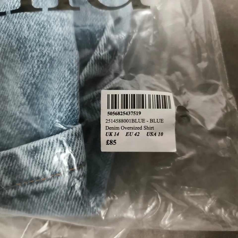BAGGED NOBODY'S CHILD DENIM OVERSIZED SHIRT – BLUE, UK 14