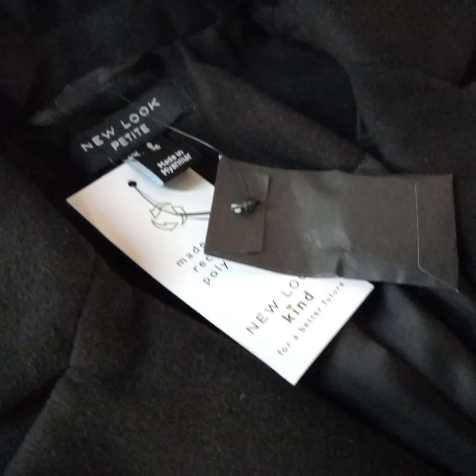 NEW LOOK PETITE POPPY LINED JACKET IN BLACK - UK 8 