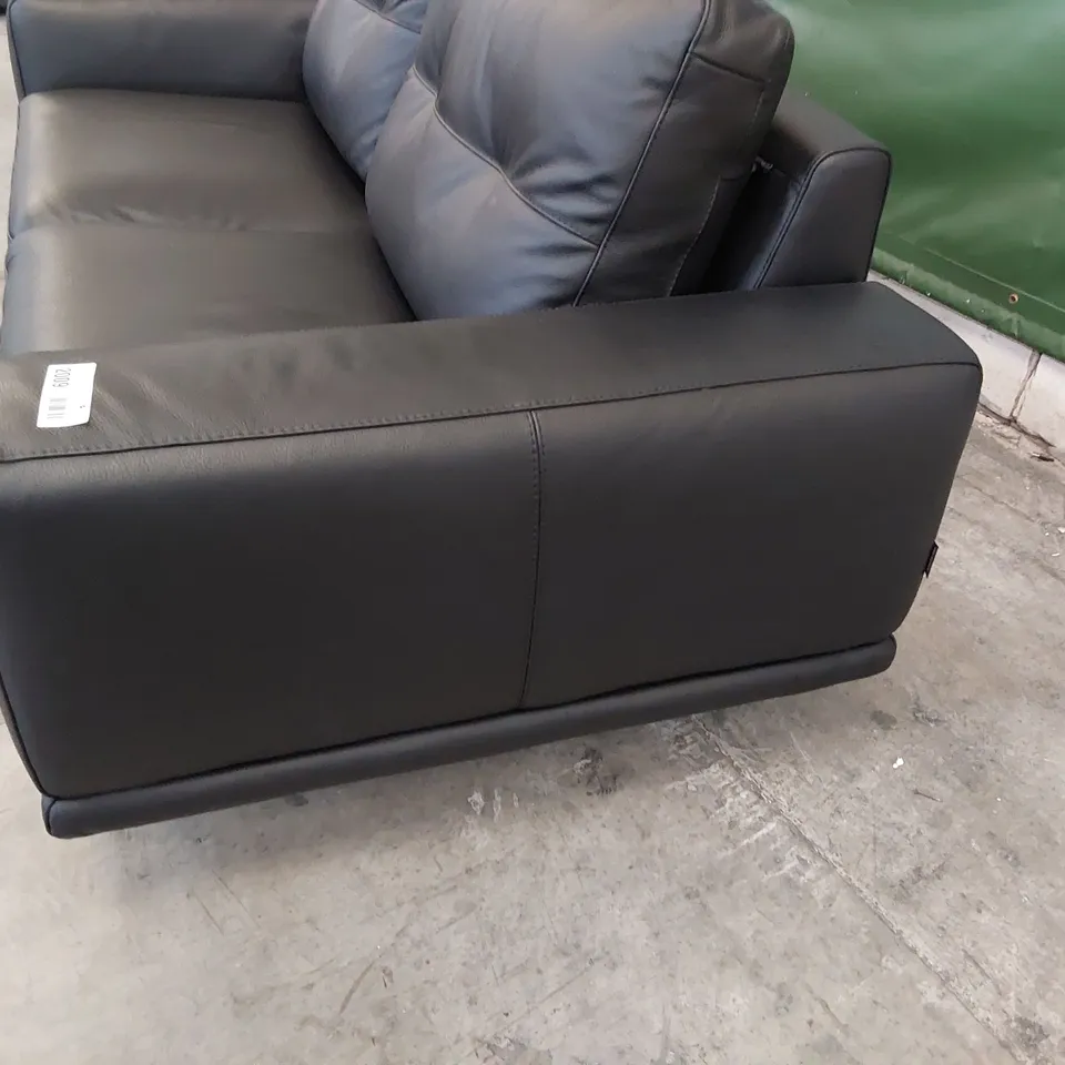 QUALITY ITALIAN DESIGNER CLAUDIO TWO SEATER MAXI SOFA BLACK LEATHER 
