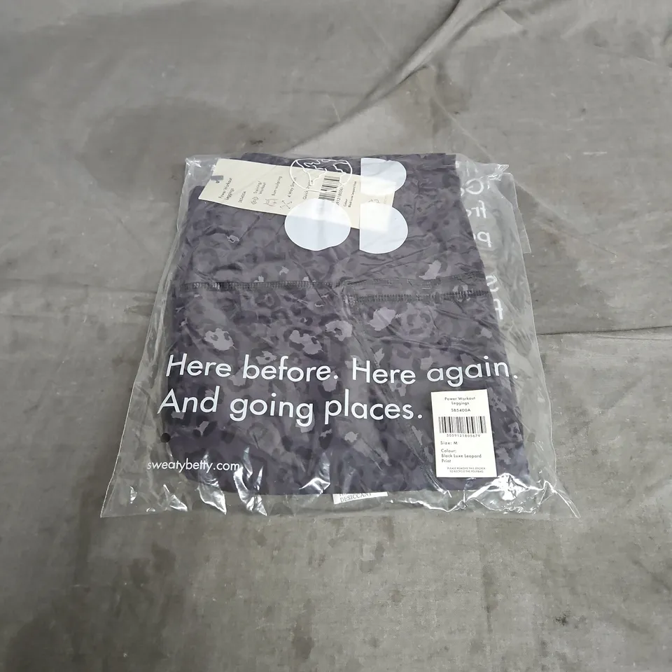 SWEATY BETTY POWER WORKOUT LEGGIINGS IN BLACK LUVE LEOPARD PRINT SIZE M