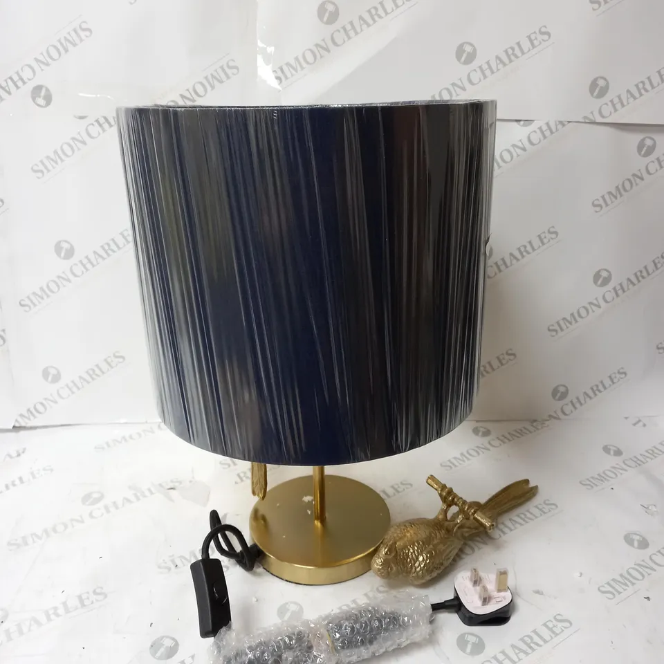 PARROT LAMP IN GOLD EFFECT WITH BLACK LAMP SHADE