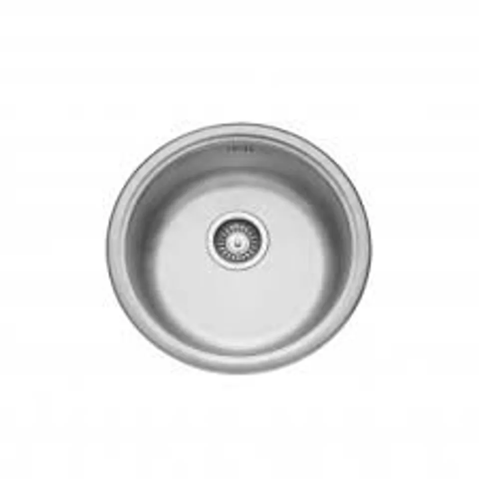 BOXED LEISURE ROUND INSET 1.0 BOWL STAINLESS STEEL DRAINER FOR KITCHEN SINK WITH WASTE KIT 450MM L X 450MM W - SATIN