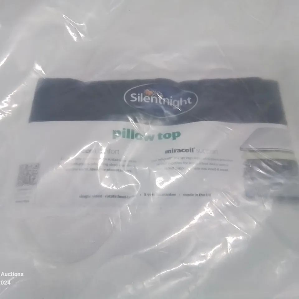 QUALITY BAGGED SILENTNIGHT PILLOW TOP SINGLE MATTRESS 