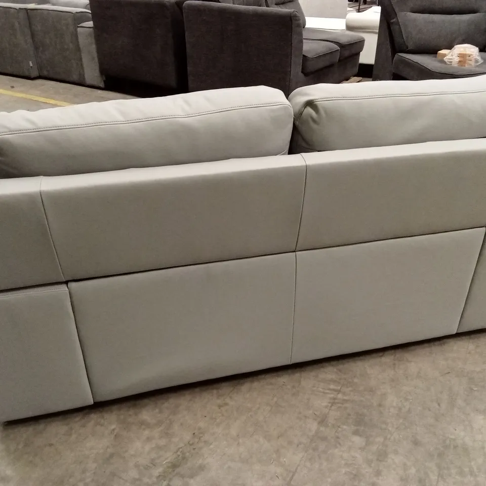 KANSAS 2 SEATER SOFA, LIGHT GREY FAUX LEATHER