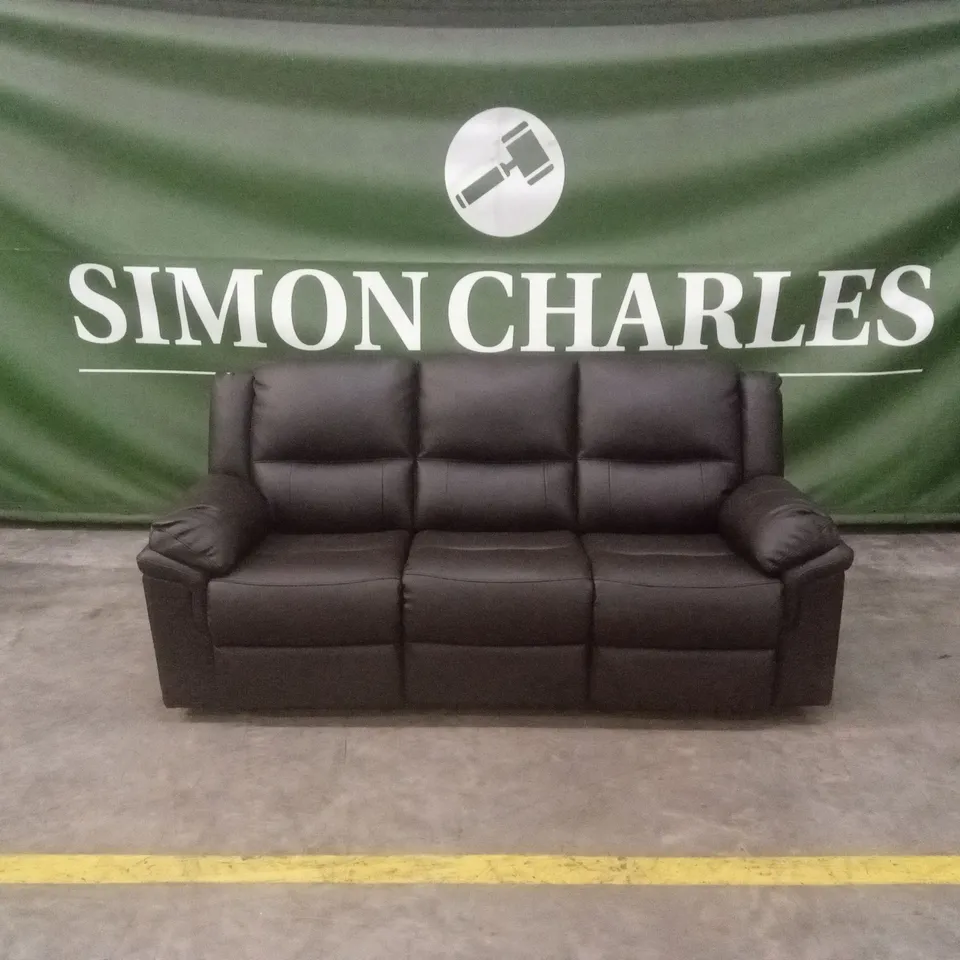 ALBION LUXURY FAUX LEATHER 3 SEATER HIGH BACK MANUAL RECLINER SOFA - CHOCOLATE RRP £749