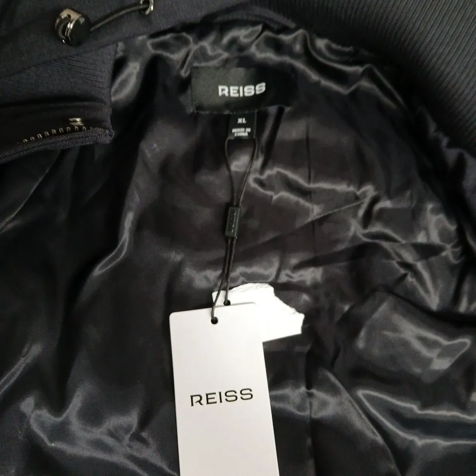 REISS NAVY COAT WITH ZIP & SNAP FRONT – XL