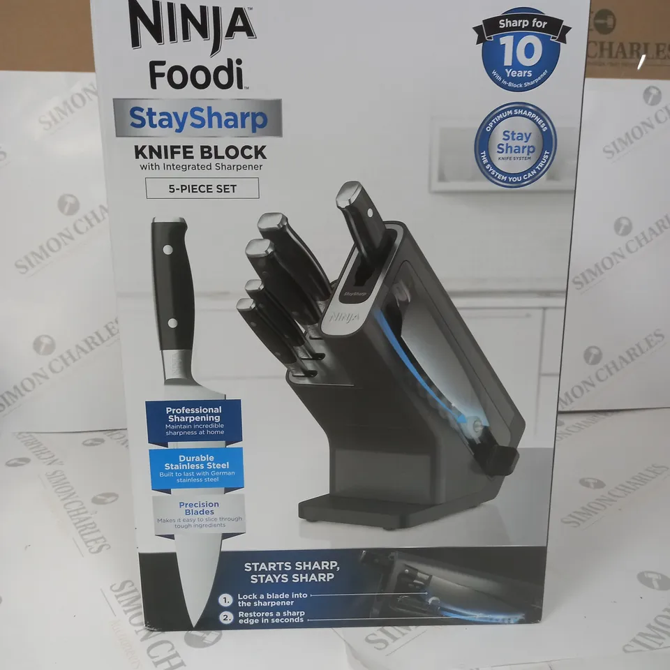 NINJA FOODI STAYSHARP 5 PIECE KNIFE BLOCK WITH INTEGRATED SHARPENER K32005UK