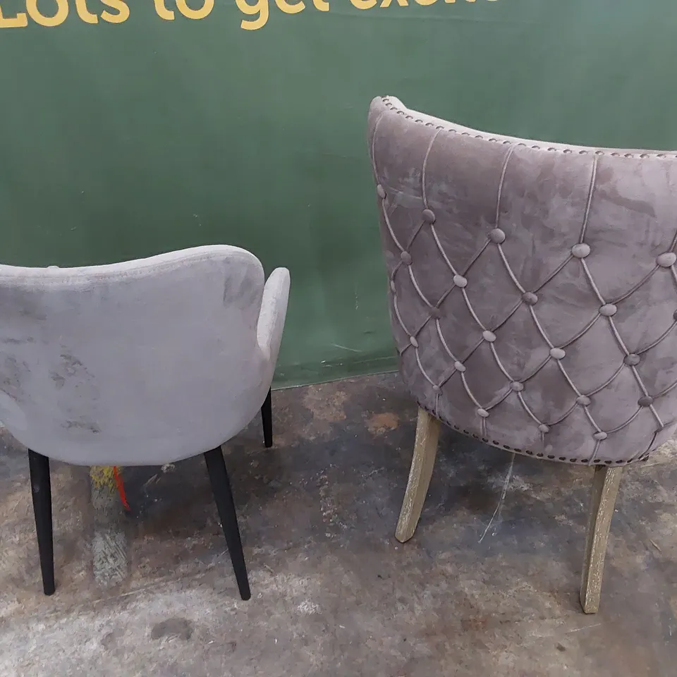 TWO ASSORTED UPHOLSTERED DINING CHAIRS 