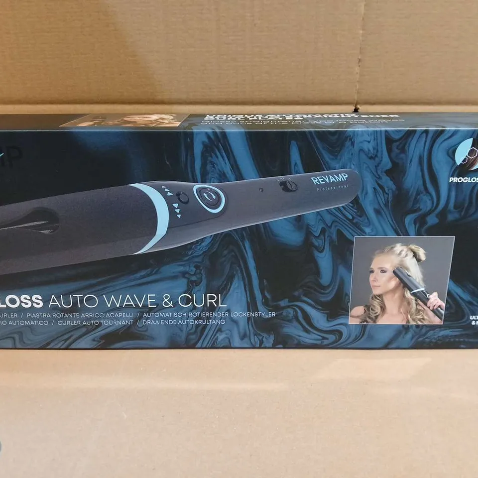 BRAND NEW BOXED REVAMP PRO GLOSS AUTO WAVE AND CURL AUTO-ROTATING CURLER