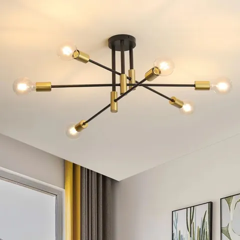 BOXED INDUSTRIAL CHANDELIER BLACK RETRO CHANDELIER LAMPS CEILING LIGHT FOR BEDROOM LIVING ROOM LAMP (1 BOX)