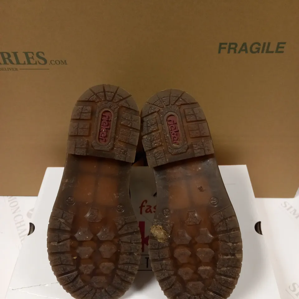 RIEKER LACE UP ANKE BOOTS BLACK - SIZE 6