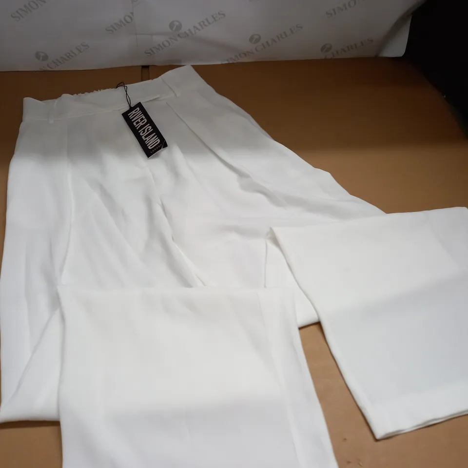 RIVER ISLAND WHITE WIDE LEG TROUSERS - UK 10