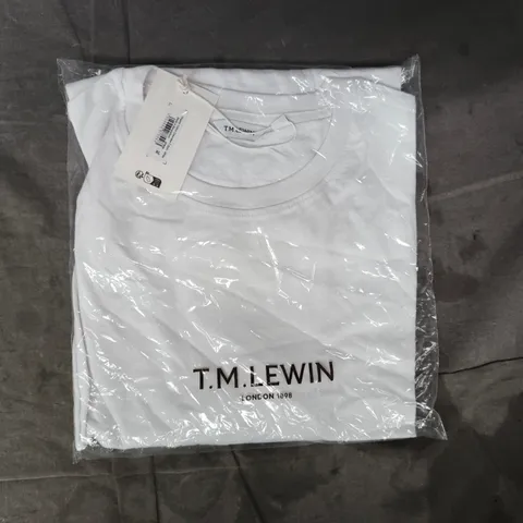 BAGGED T.M.LEWIN ORGANIC COTTON CREWNECK T-SHIRT IN WHITE SIZE XL