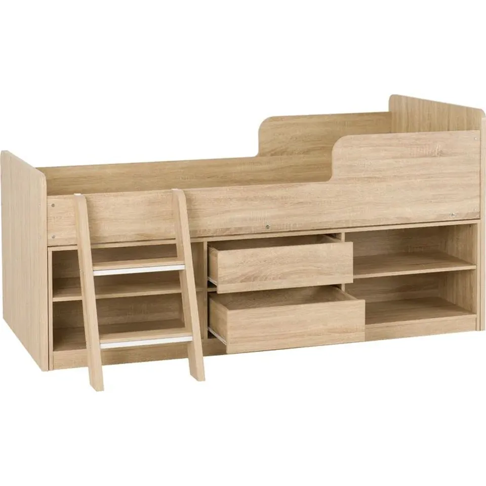 BOXED SASKIA SINGLE MID SLEEPER BED - LIGHT SONOMA OAK (3 BOXES)