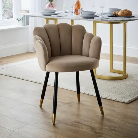 BOXED VIVIAN VELVET DINING CHAIR - MINK (1 BOX)