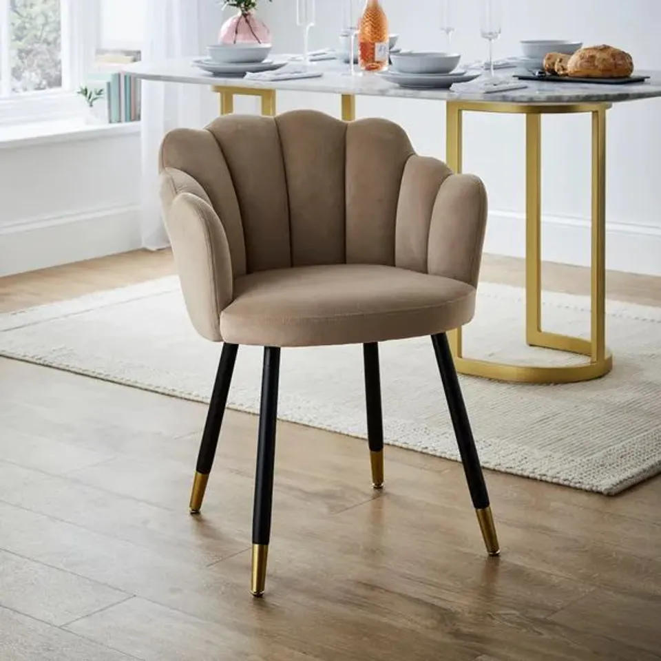 BOXED VIVIAN VELVET DINING CHAIR - MINK (1 BOX)