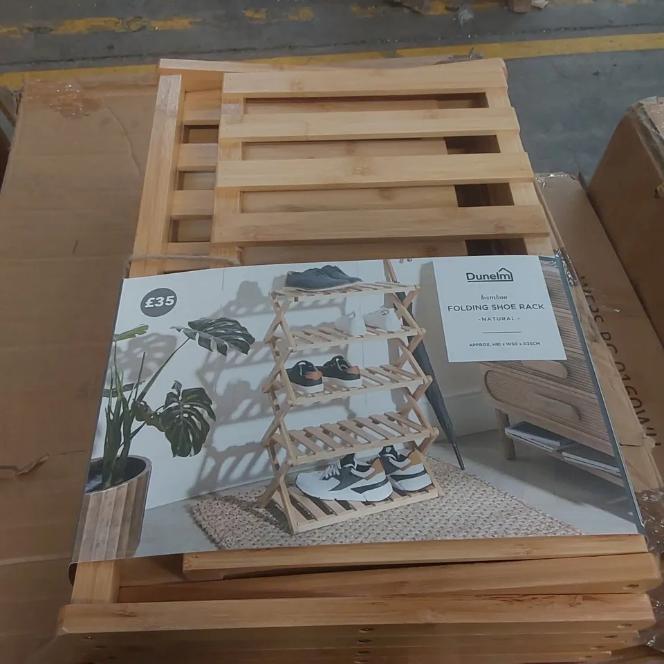 BOXED DUNELM BAMBOO FOLDING SHOE RACK