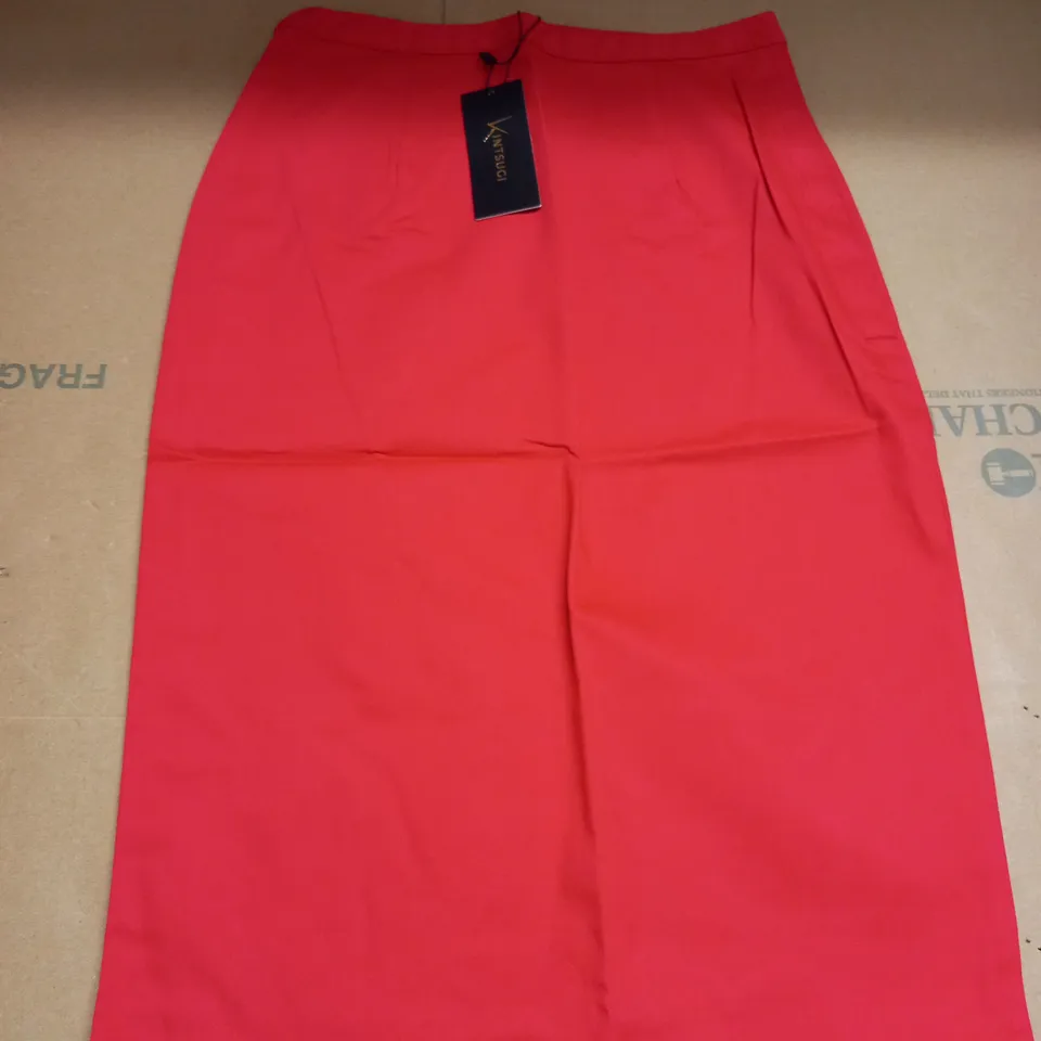 KINTSUGI WOMENS RED PENCIL SKIRT WITH HIDDEN VELCRO OPENING SIZE 10