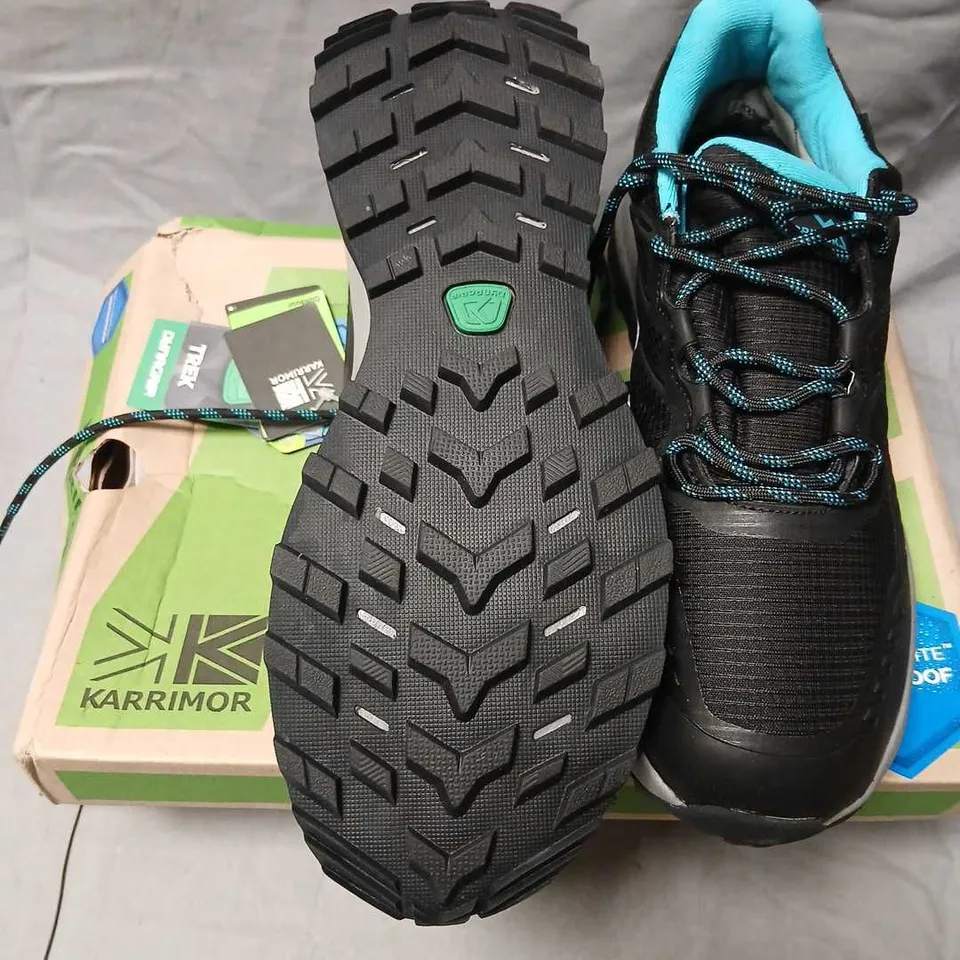KARRIMOR HARAKA WP 10 WALKING SHOES – BLACK/AQUA, UK 8 (EU 41)