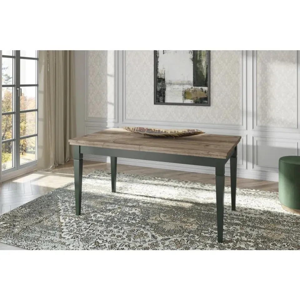 BOXED WIDNER EXTENDABLE SOLID OAK DINING TABLE (2 BOXES)