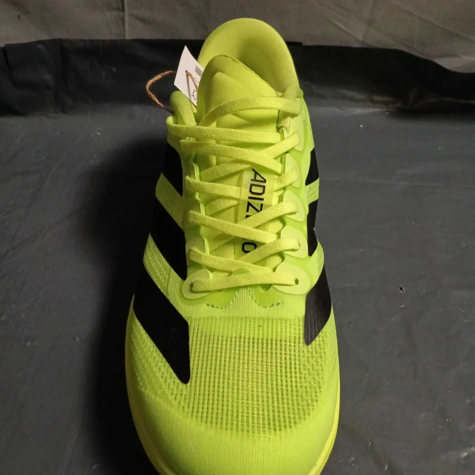 UNBOXED PAIR OF ADIDAS ADIZERO RUNNING SHOES – NEON YELLOW/BLACK - UK SIZE 10
