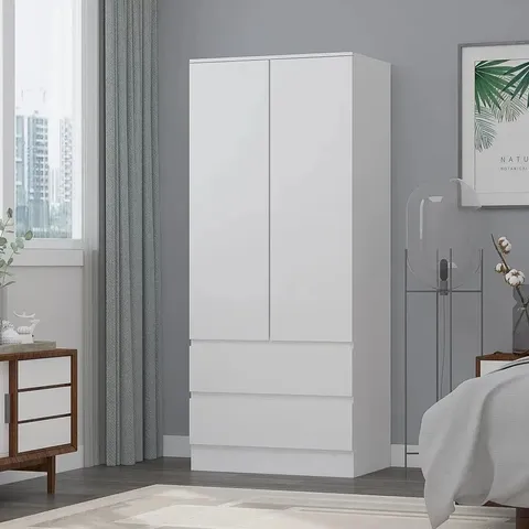 BOXED WARREN 2 DOOR DOUBLE WARDROBE - WHITE GLOSS (2 BOXES)