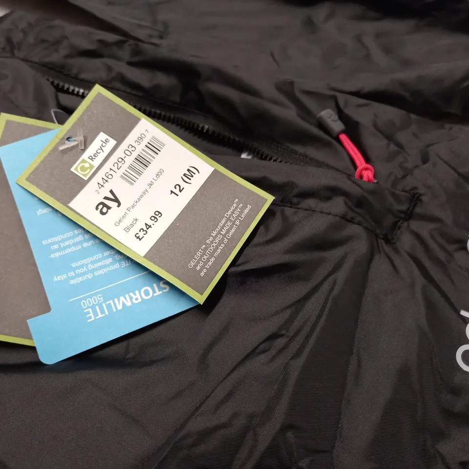 GELERT BLACK PACKAWAY JACKET - 12 M