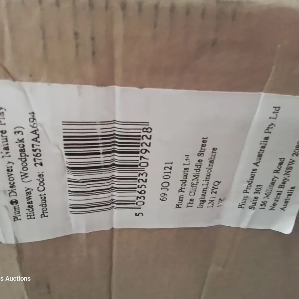 TWO BOXES OF PLUM PARTS, NATURE PLAY HIDEAWAY & WOODEN LOOK OUT TOWER