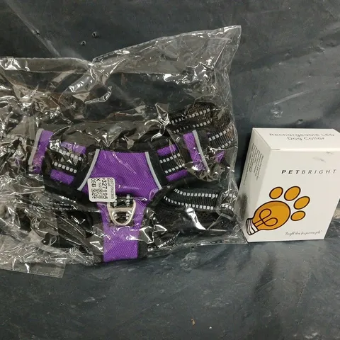 LARGE BOX OF ASSORTED ITEMS TO INCLUDE RECHARGEABLE LED DOG COLLARS AND DOG HARNESS'S - COLLECTION ONLY