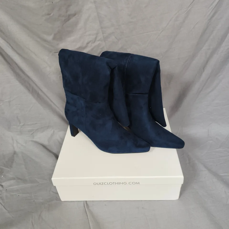 QUIZ NAVY BLUE SUEDE ANKLE BOOT – WOMEN'S FOOTWEAR, BOXED SIZE UK 5