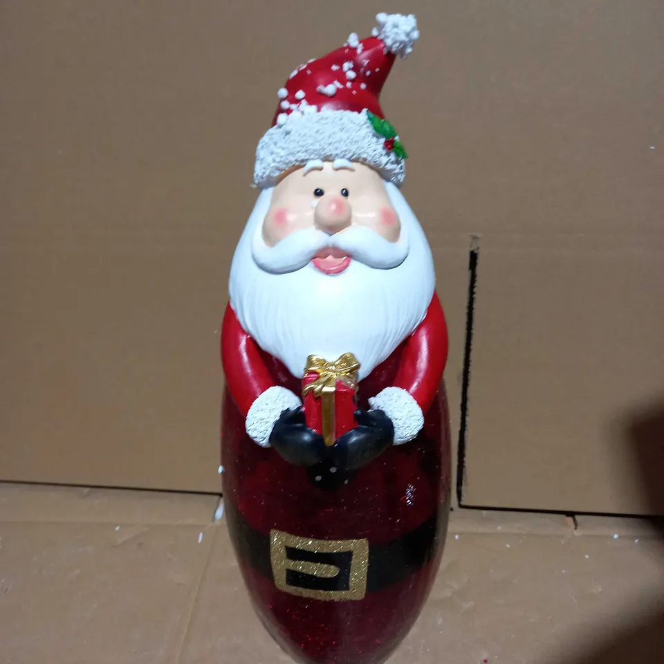 FESTIVE PRE-LIT LARGE GLASS CHRISTMAS CHARACTER - SANTA