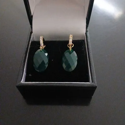 DIAMONIQUE OVAL GS HUGGIE EARRINGS GOLD PLATED